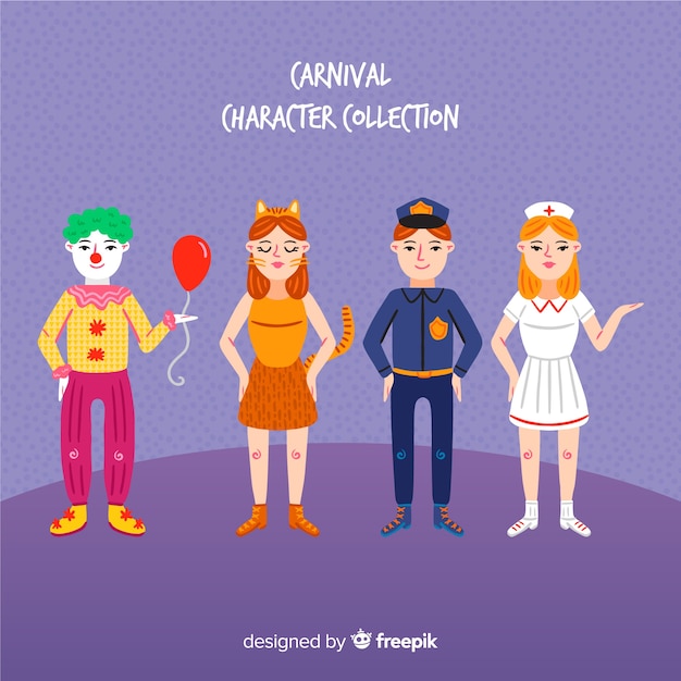 Hand getrokken carnaval karakter collectie