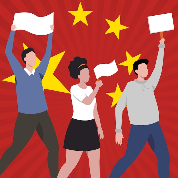 Hand getrokken china protesteert illustratie