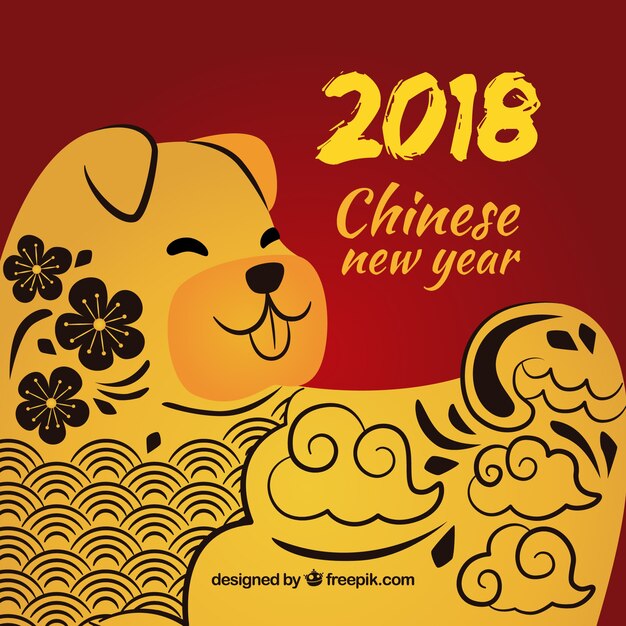 Hand getrokken Chinese nieuwe jaarachtergrond