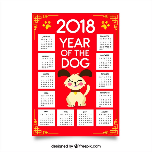 Hand getrokken Chinese nieuwe jaarkalender