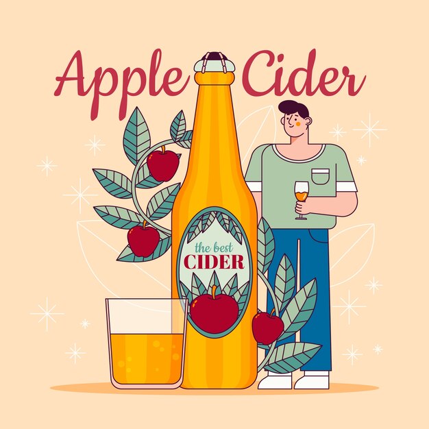 Hand getrokken cider illustratie