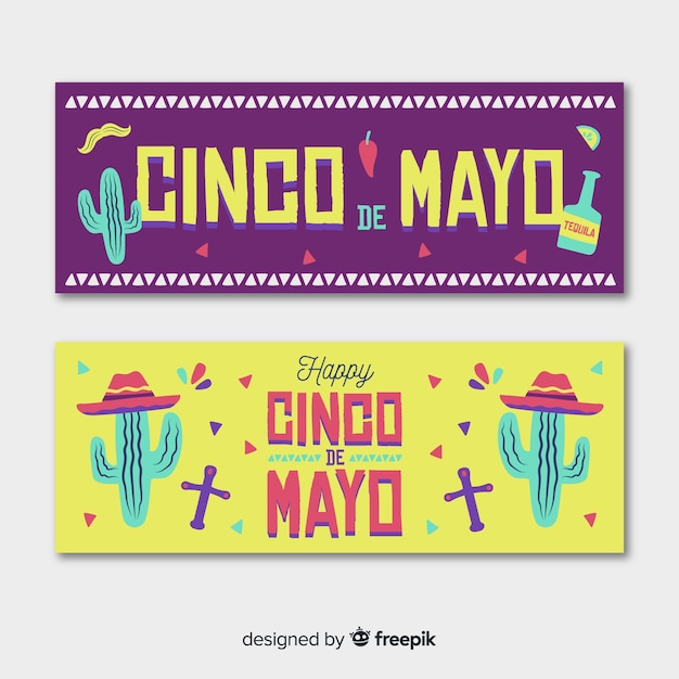 Hand getrokken cinco de mayo banners