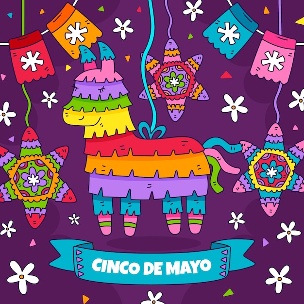 Hand getrokken cinco de mayo illustratie