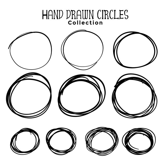 Hand getrokken cirkel Krabbels set van tien