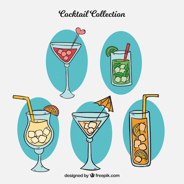 Hand getrokken cocktail collectie