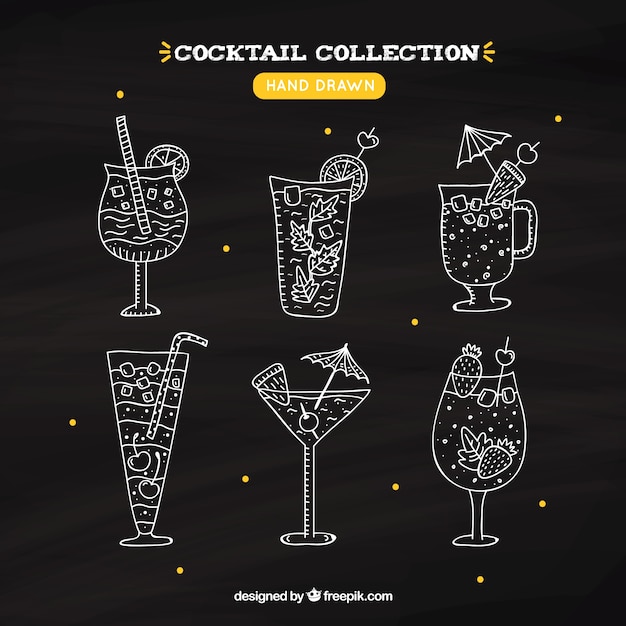 Hand getrokken cocktail collectie
