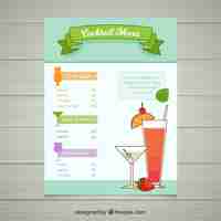 Gratis vector hand getrokken cocktail menusjabloon