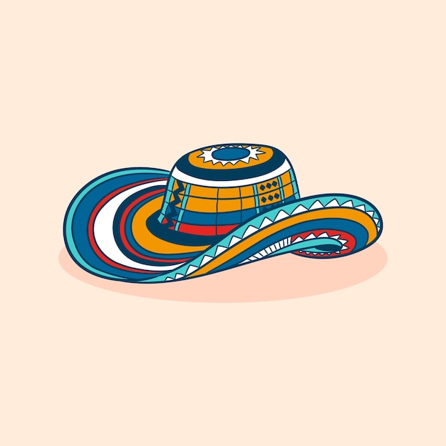 Gratis vector hand getrokken colombiaanse hoed clipart illustratie