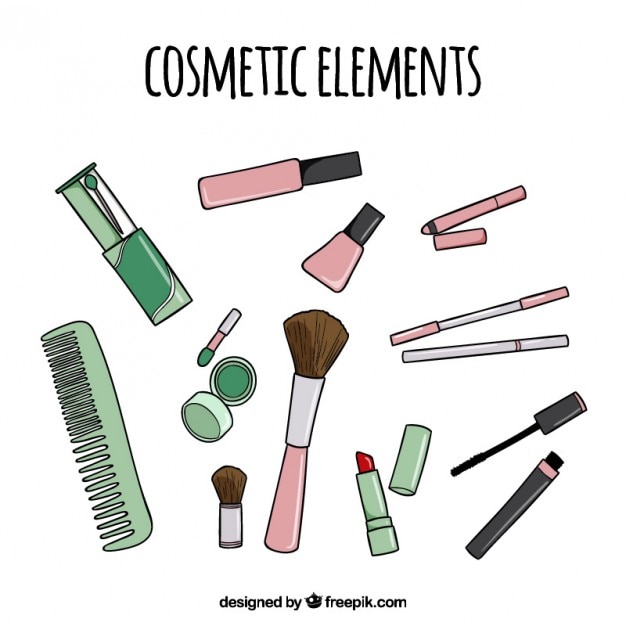 Gratis vector hand getrokken cosmetische elementen