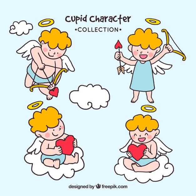 Hand getrokken cupid characther-collectie