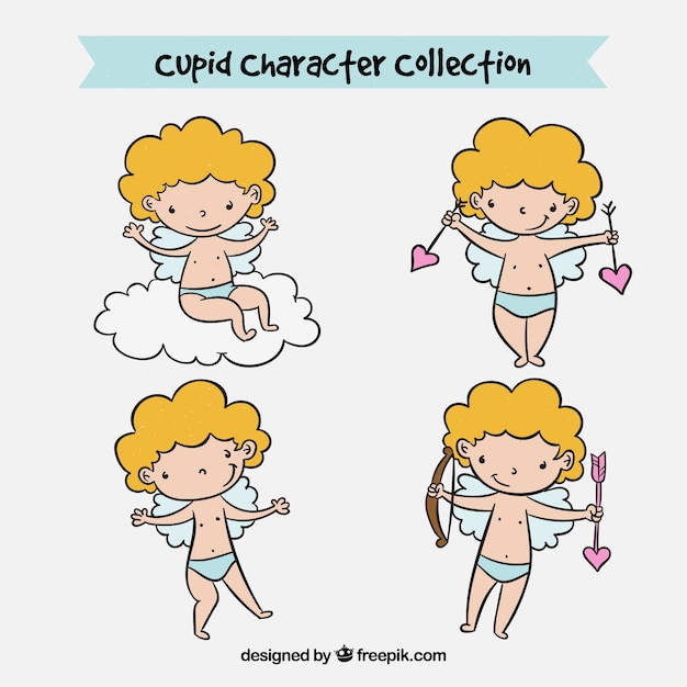 Gratis vector hand getrokken cupid characther-collectie