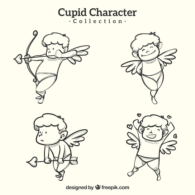 Gratis vector hand getrokken cupid karakter collectie