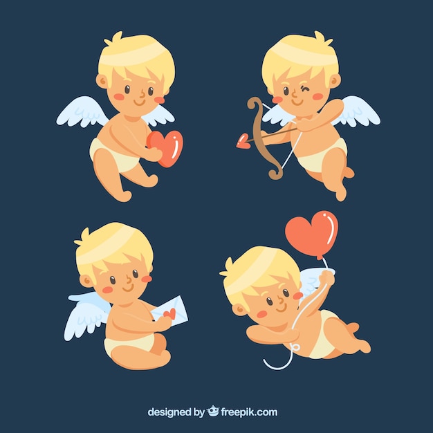 Gratis vector hand getrokken cupid karakter collectie