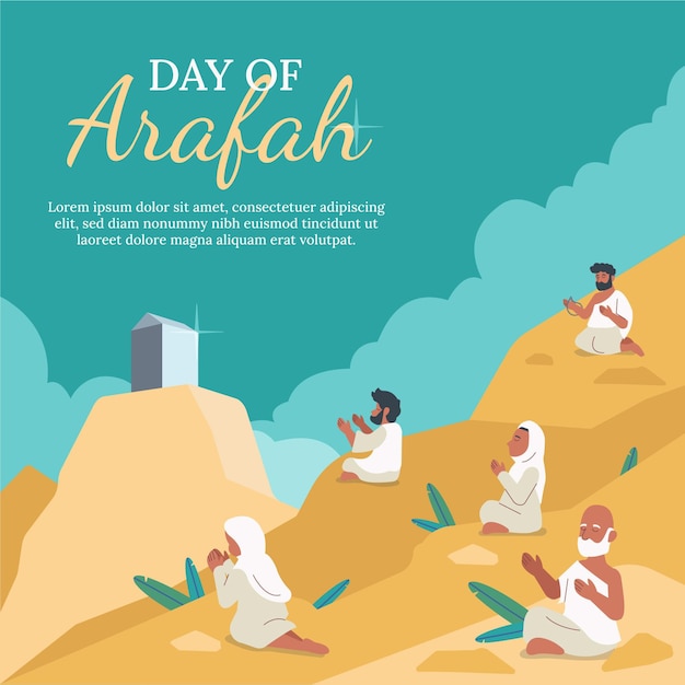 Gratis vector hand getrokken dag van arafah illustratie