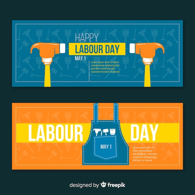 Gratis vector hand getrokken dag van de arbeid banners