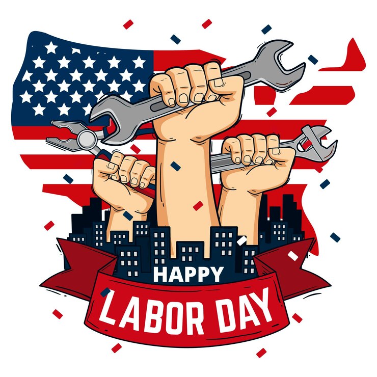 Gratis Vector hand getrokken dag van de arbeid met handen en gereedschap