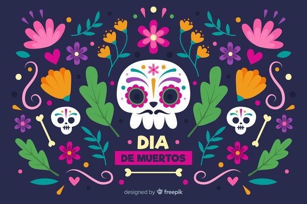 Hand getrokken día de muertos achtergrond