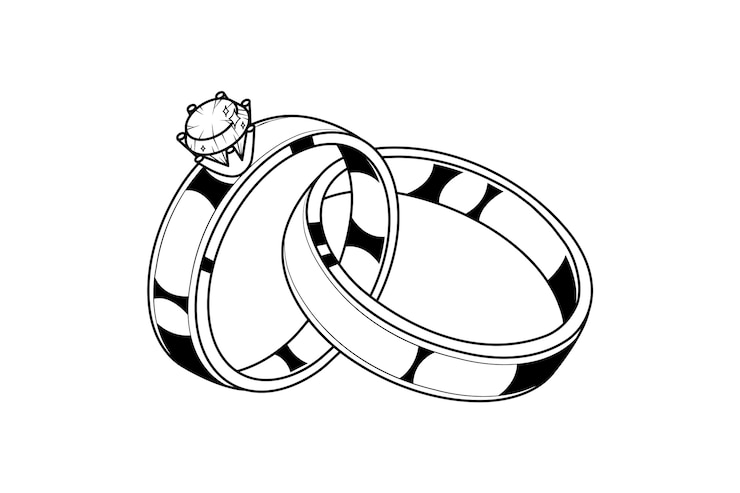 Gratis Vector hand getrokken diamanten ring cartoon afbeelding