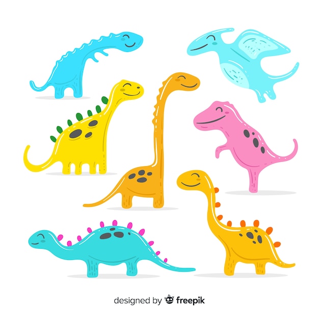 Gratis vector hand getrokken dinosaurusinzameling