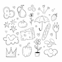 Gratis vector hand getrokken diverse doodle illustratie