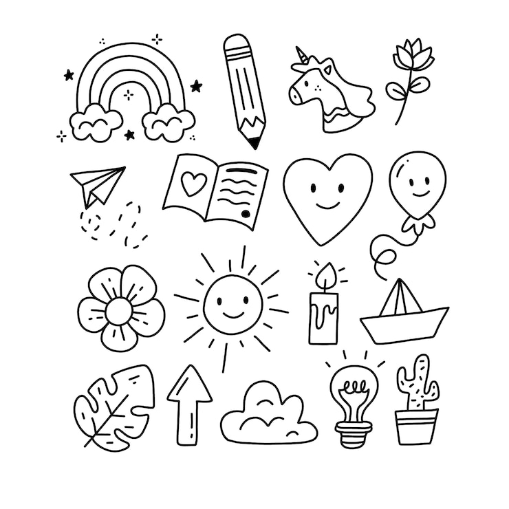 Gratis Vector hand getrokken diverse doodle tekening illustratie
