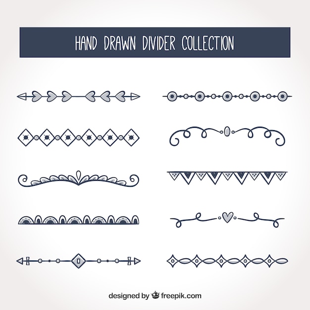 Gratis vector hand getrokken divider collectie