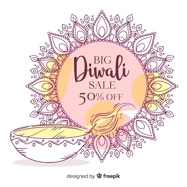 Gratis vector hand getrokken diwali verkoop