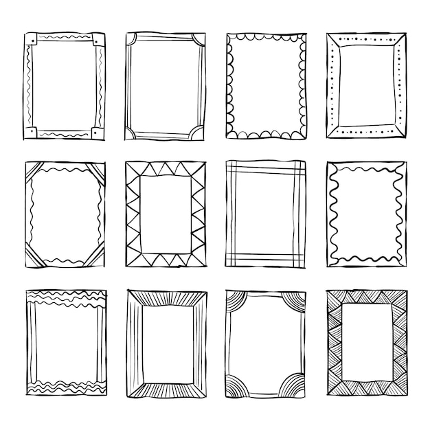 Hand getrokken doodle frame collectie