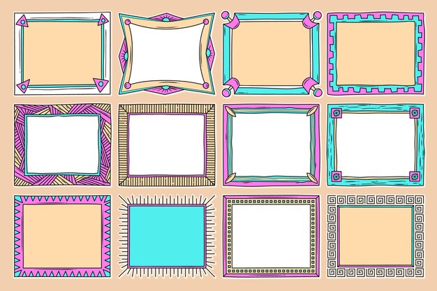 Hand getrokken doodle frame collectie