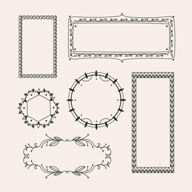 Hand getrokken doodle frames collectie