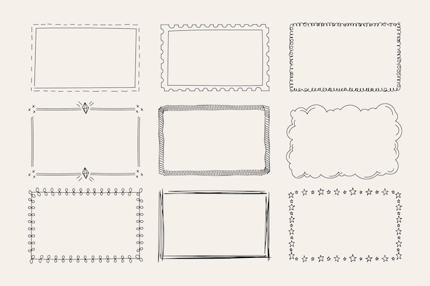 Hand getrokken doodle frames collectie