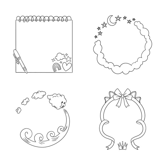 Hand getrokken doodle frames collectie