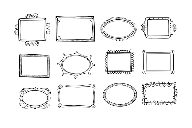 Hand getrokken doodle frames collectie