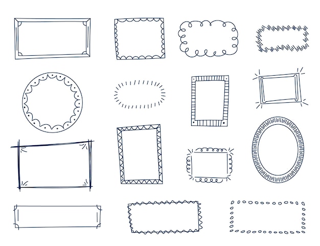 Hand getrokken doodle frames collectie