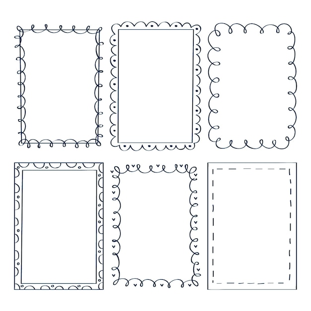 Hand getrokken doodle frames collectie