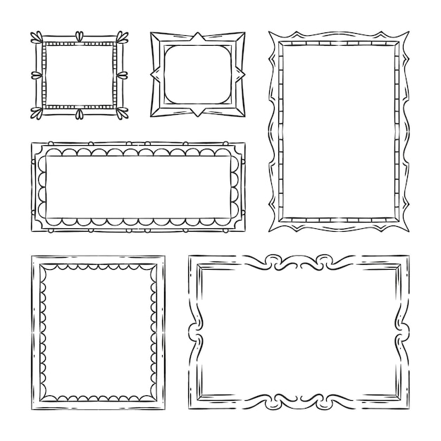 Hand getrokken doodle frames collectie