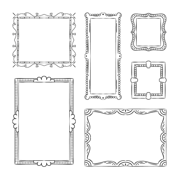 Hand getrokken doodle frames collectie