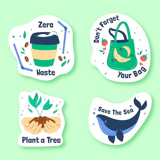 Gratis vector hand getrokken ecologie badges