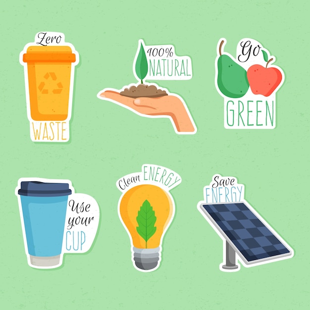 Gratis vector hand getrokken ecologie badges