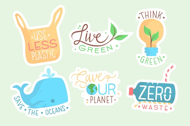 Gratis vector hand getrokken ecologie badges