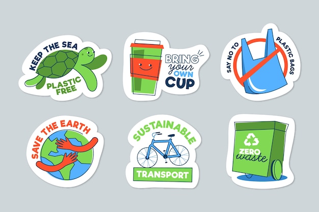 Gratis vector hand getrokken ecologie badges