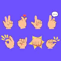 Gratis vector hand getrokken emoji handen collectie