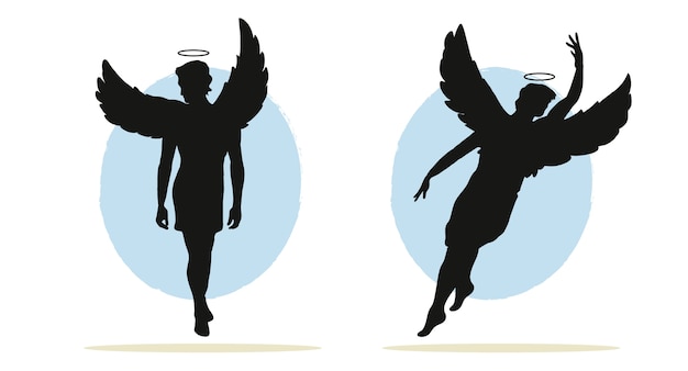 Gratis vector hand getrokken engel silhouet illustratie