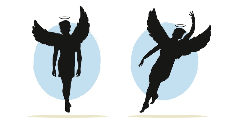 Gratis Vector hand getrokken engel silhouet illustratie