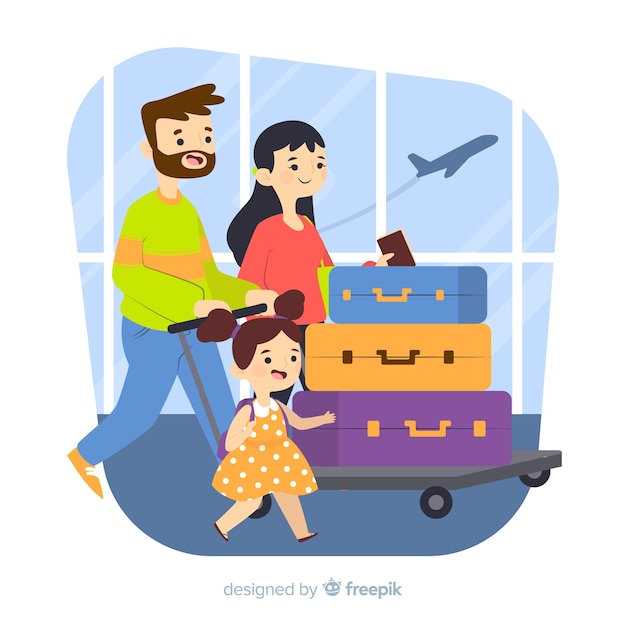 Gratis vector hand getrokken familie reizen