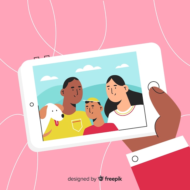 Gratis vector hand getrokken familie selfie