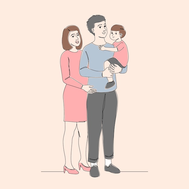 Gratis vector hand getrokken familie tekening illustratie