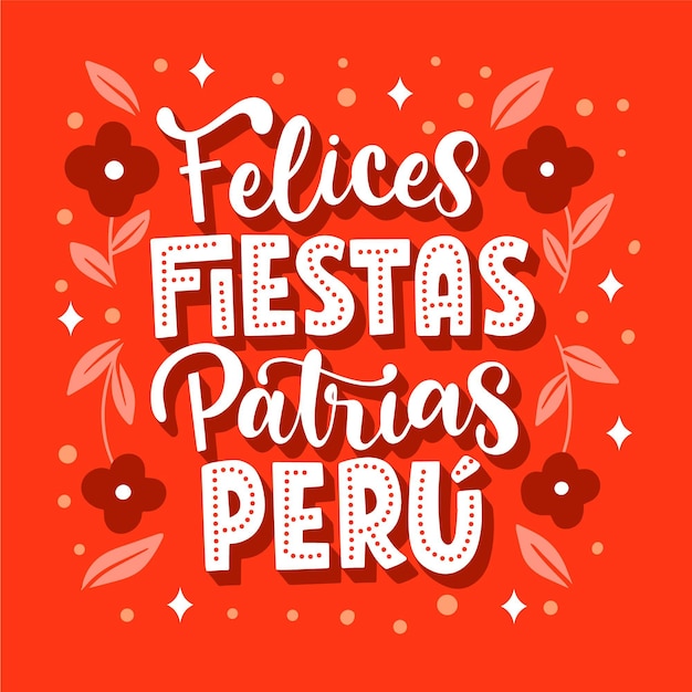 Hand getrokken fiestas patrias de peru belettering