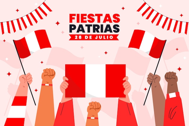 Hand getrokken fiestas patrias peruaanse achtergrond
