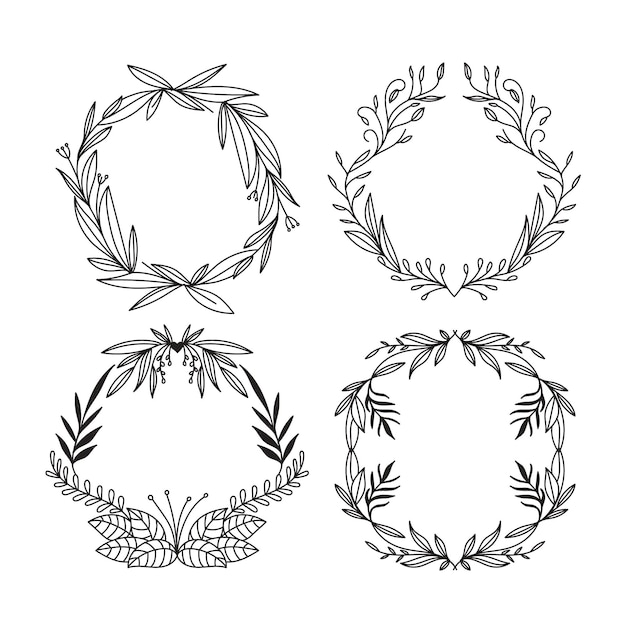 Gratis vector hand getrokken floral kaderset